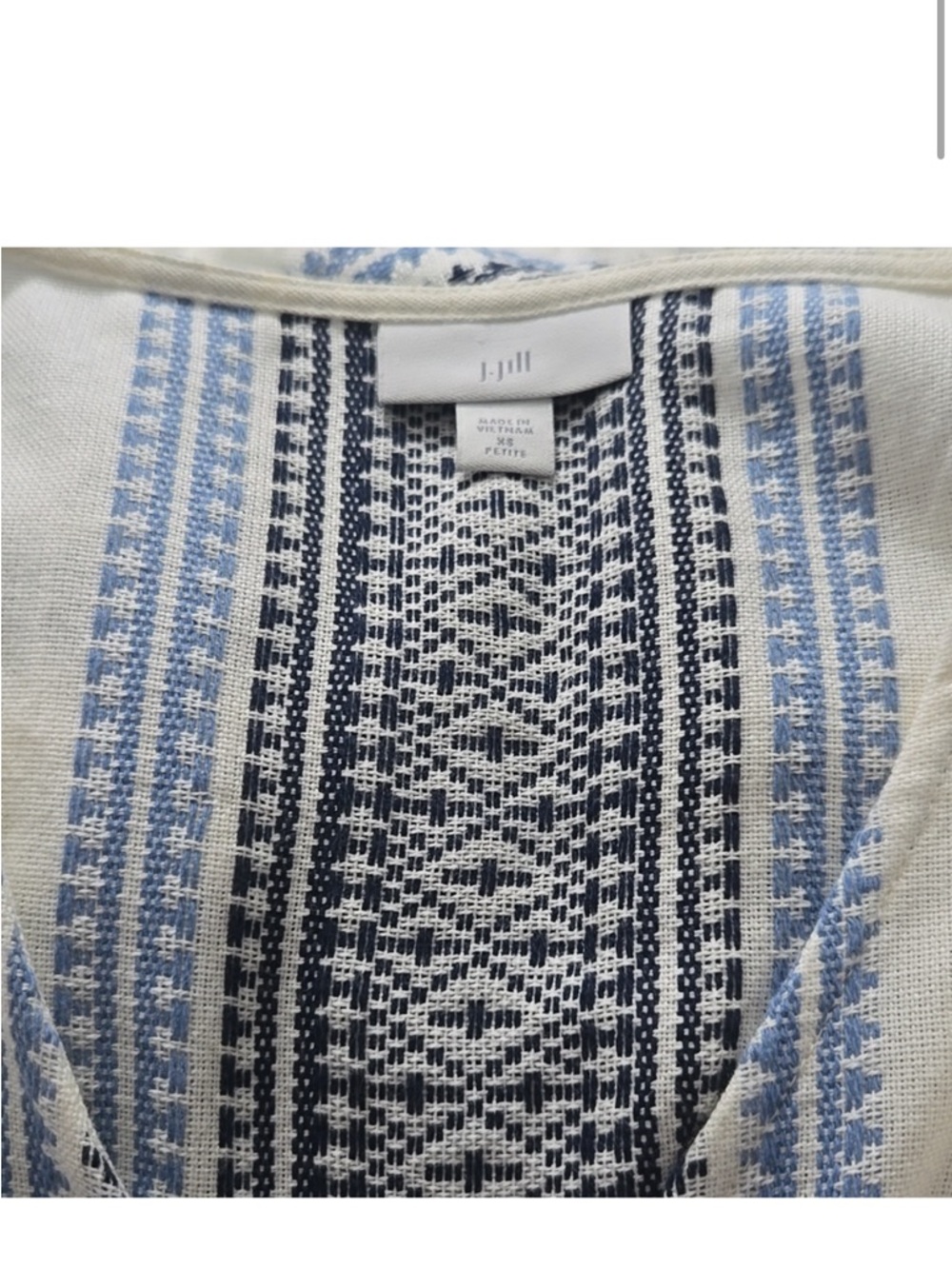 J. Jill Cream Dress with Blue & Black Vertical Stripes - Picture 7 of 8